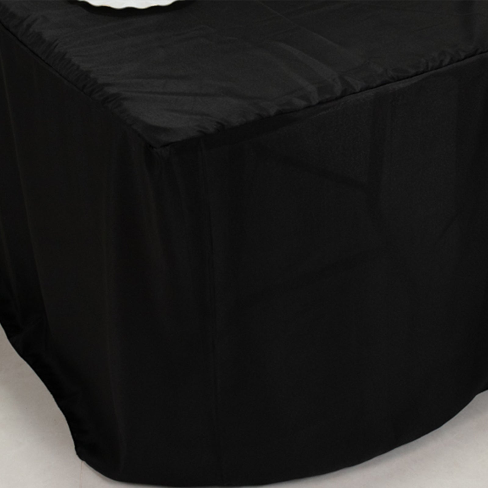 Fitted Polyester 72"x30" Rectangle Tablecloth Black with Open Back Design - Easy to Maintain and Wrinkle-Resistant Table Cover