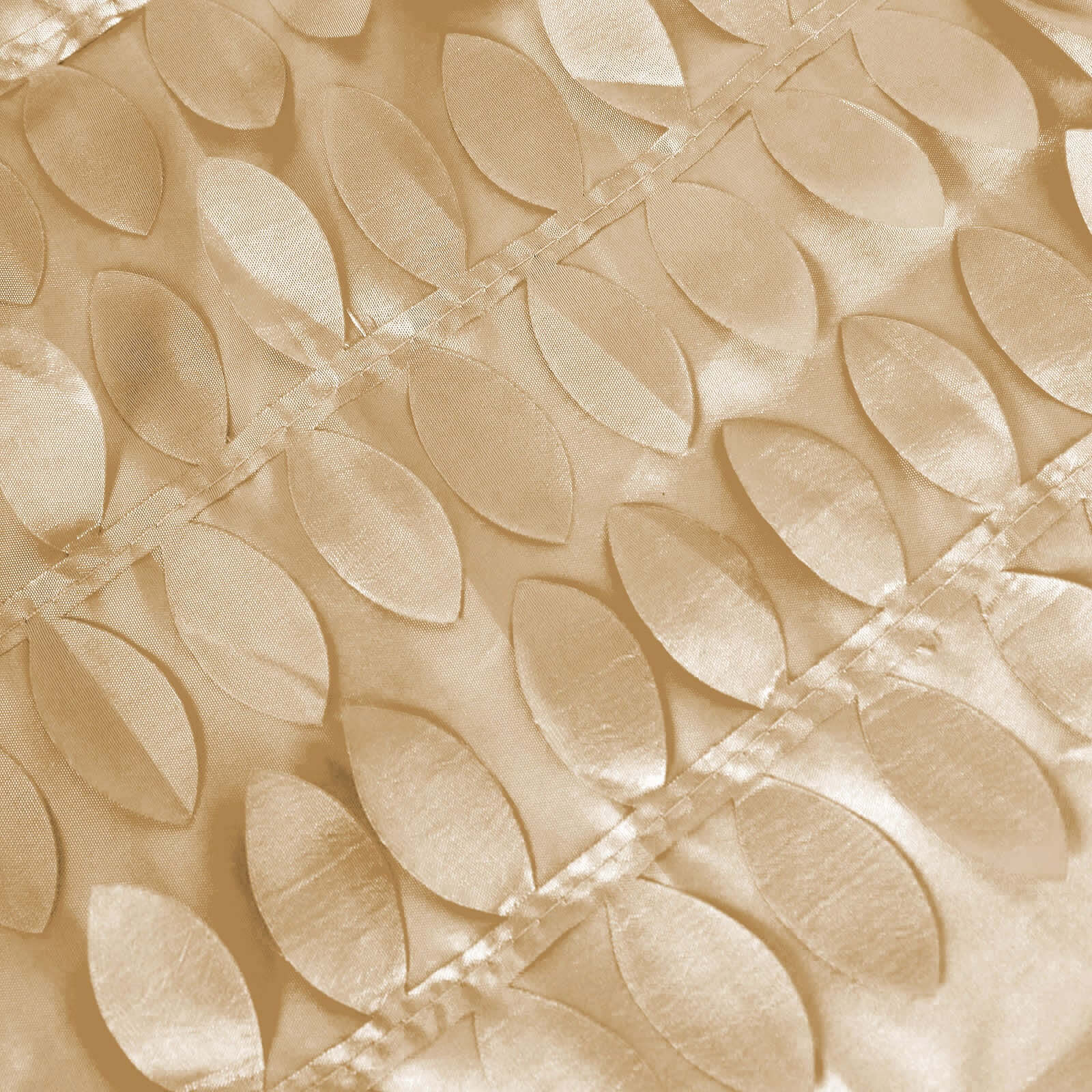 Taffeta 120" Round Tablecloth Champagne 3D | 3D Leaf Petal Design Seamless Table Cover