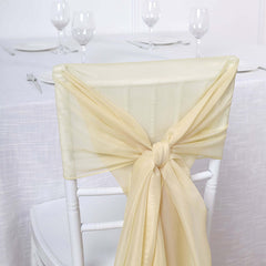 5 Pack Premium Chiffon Chair Sashes Champagne - Soft & Lightweight Designer Chair Bows 22"x78"