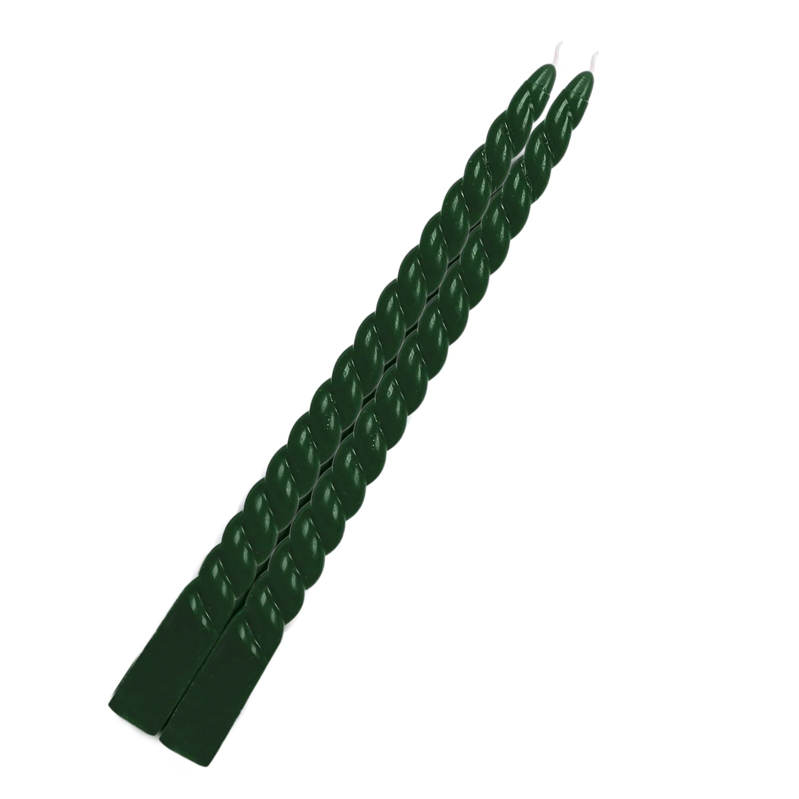 12 Pack 11" Hunter Emerald Green Premium Unscented Spiral Wax Taper Candles, Long Burn Wick Dinner Candle Sticks