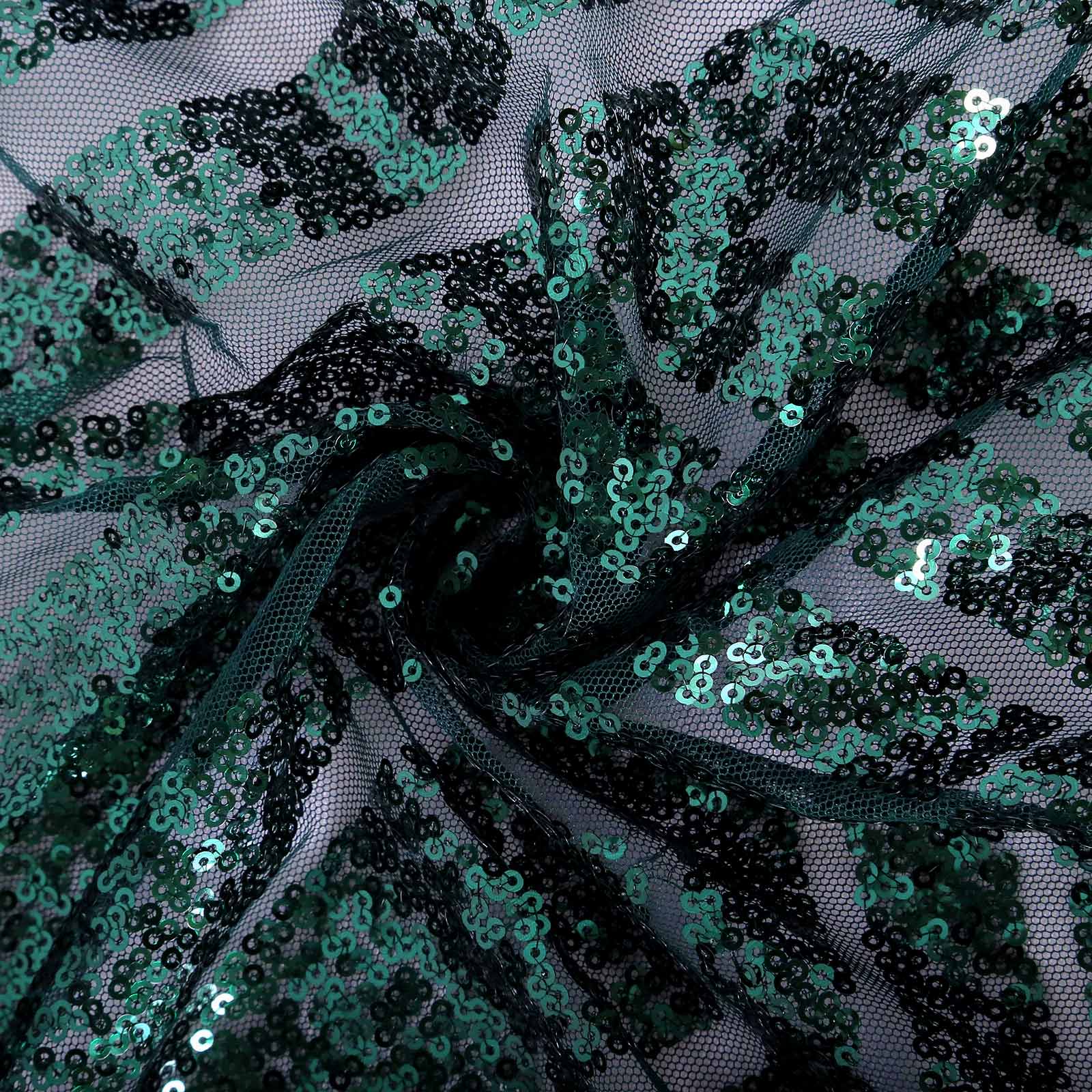 Sequin 90"x132" Rectangle Tablecloth Hunter Emerald Green - Seamless Diamond Table Cover