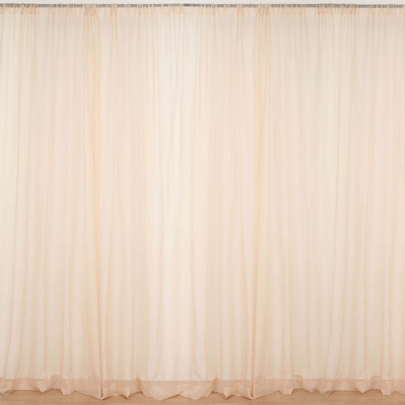 2 Pack Nude Sheer Chiffon Event Curtain Drapes, Durable Flame Resistant Premium Organza Backdrop Event Panels With Rod Pockets - 10ftx10ft