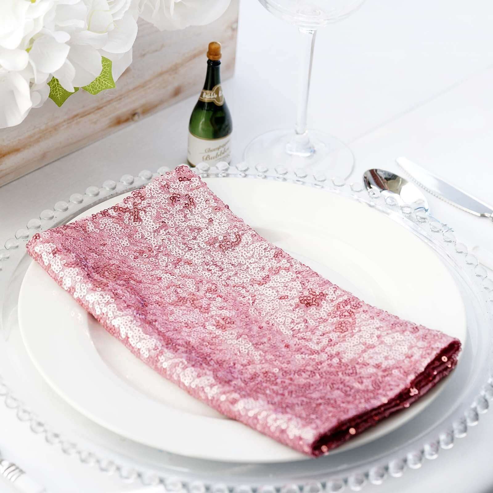 Sequin 20"x20" Napkin Pink - Shimmering Dinner Napkin