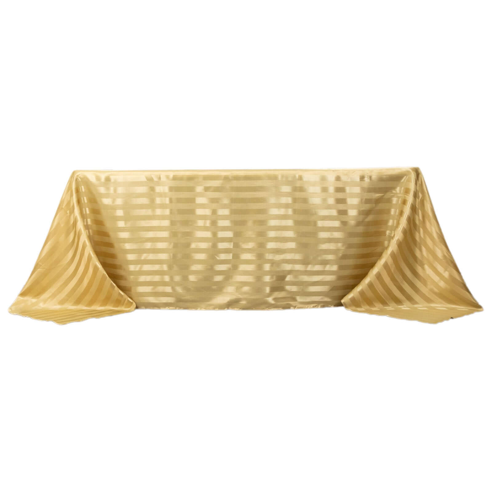 Satin Striped 90"x132" Rectangular Tablecloth Champagne Satin Stripe - Seamless Silky Smooth Table Cover