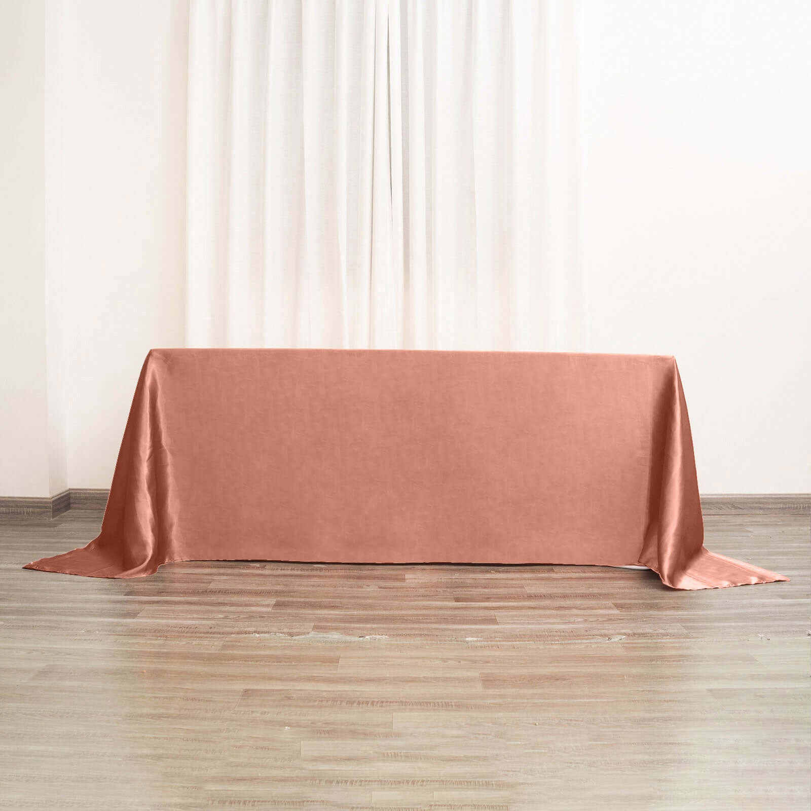Satin Rectangular 90"x132" Tablecloth Terracotta (Rust) Satin - Seamless Table Cover