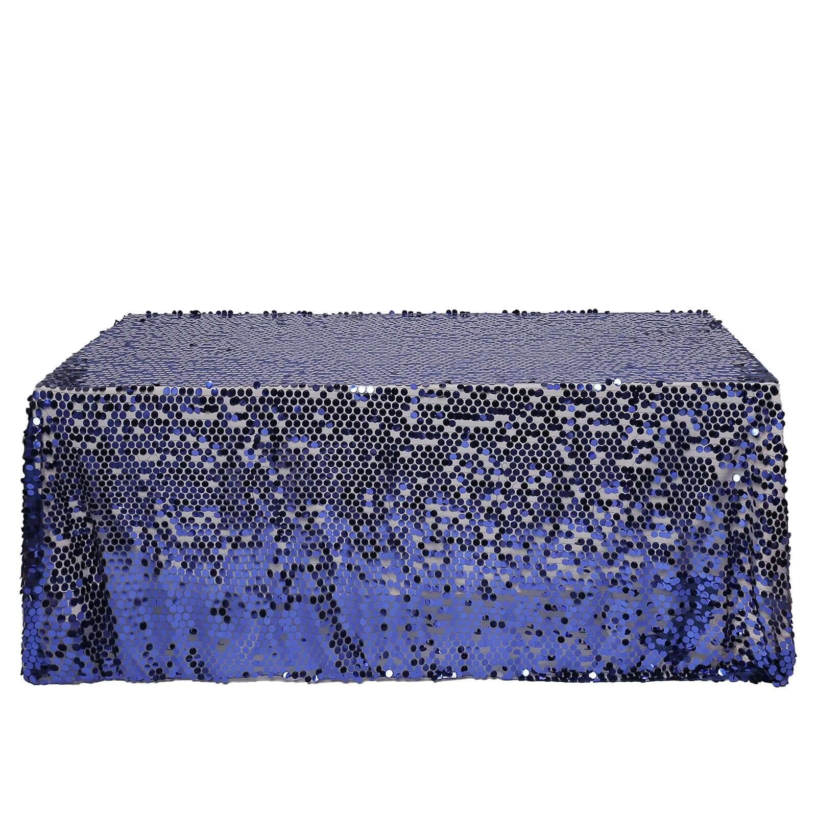 Sequin 90"x132" Rectangle Tablecloth Navy Blue - Seamless Big Payette Table Cover
