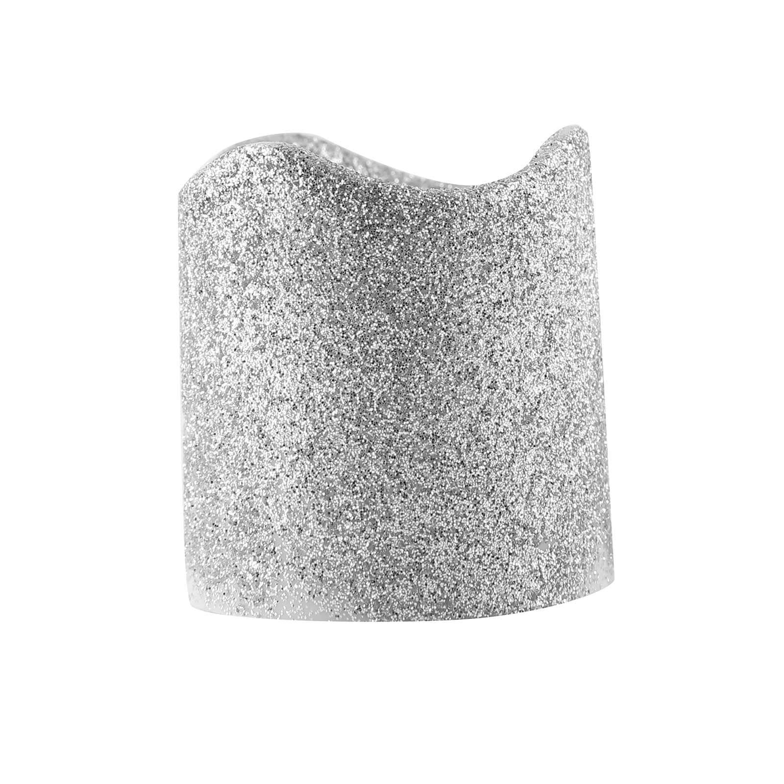 12-Pack LED Votive Candles Glittered Silver Design - Reusable Flameless Battery Operated Lights