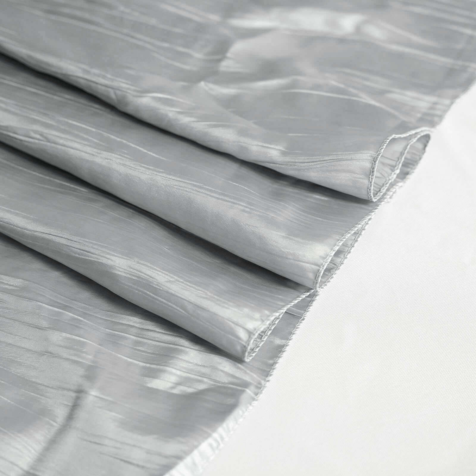 Taffeta 90"x156" Rectangle Tablecloth Silver - Accordion Crinkle Seamless Table Cover
