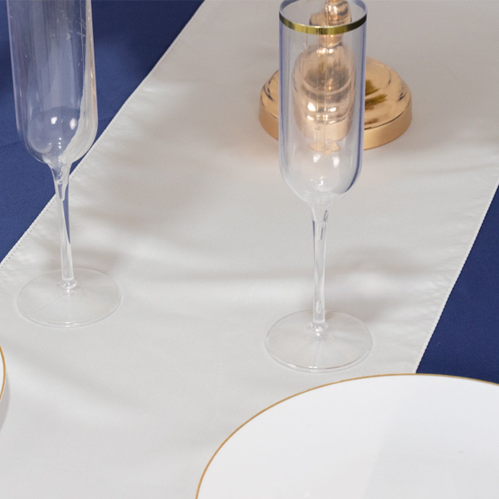 Lamour Satin 12"x108" Table Runner White - Smooth & Lustrous Wedding Decor