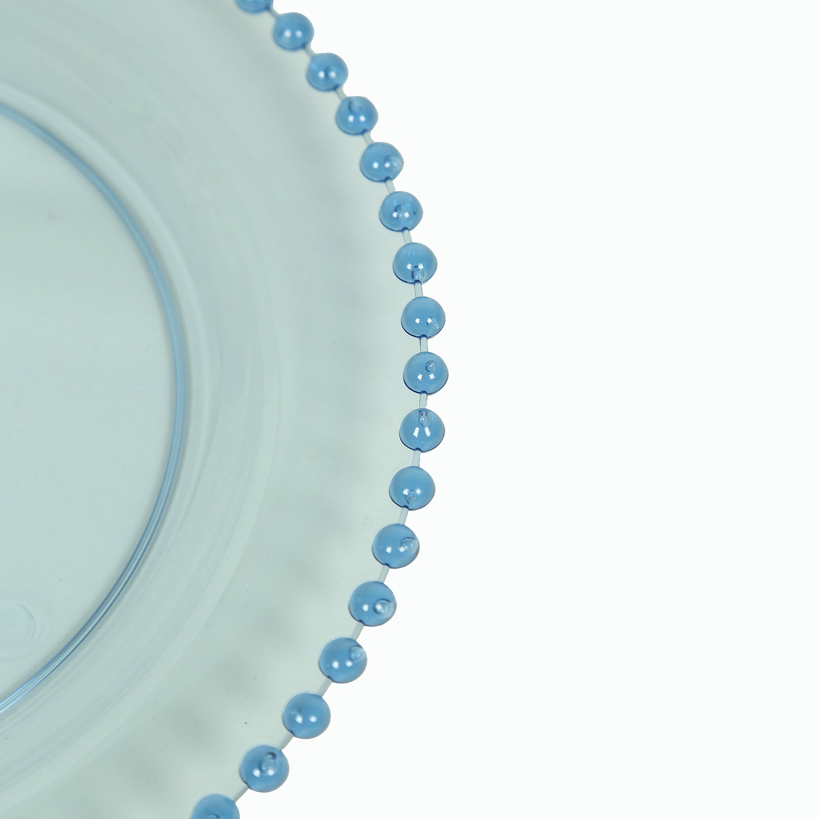 10-Pack Transparent Dusty Blue Plastic Dessert Plates – 8" Round with Beaded Rim, Disposable for Parties & Events