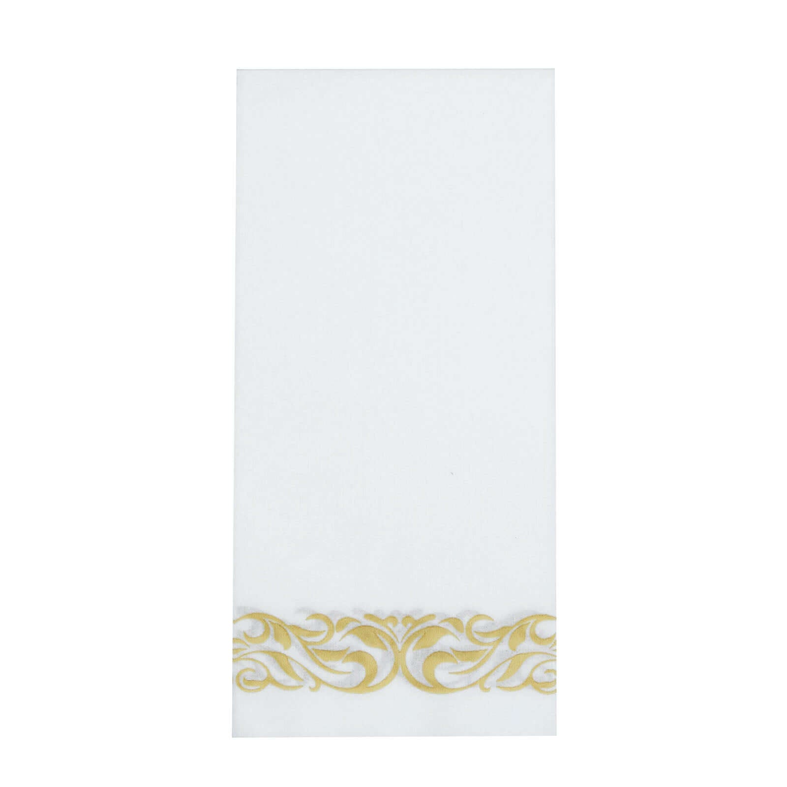 25 Pack Line-Like Paper 8"x4" Napkins White with Metallic Gold Foil Scroll Design - Soft & Absotbent Airlaid Hand Towels for Exquisite Weddings & Events