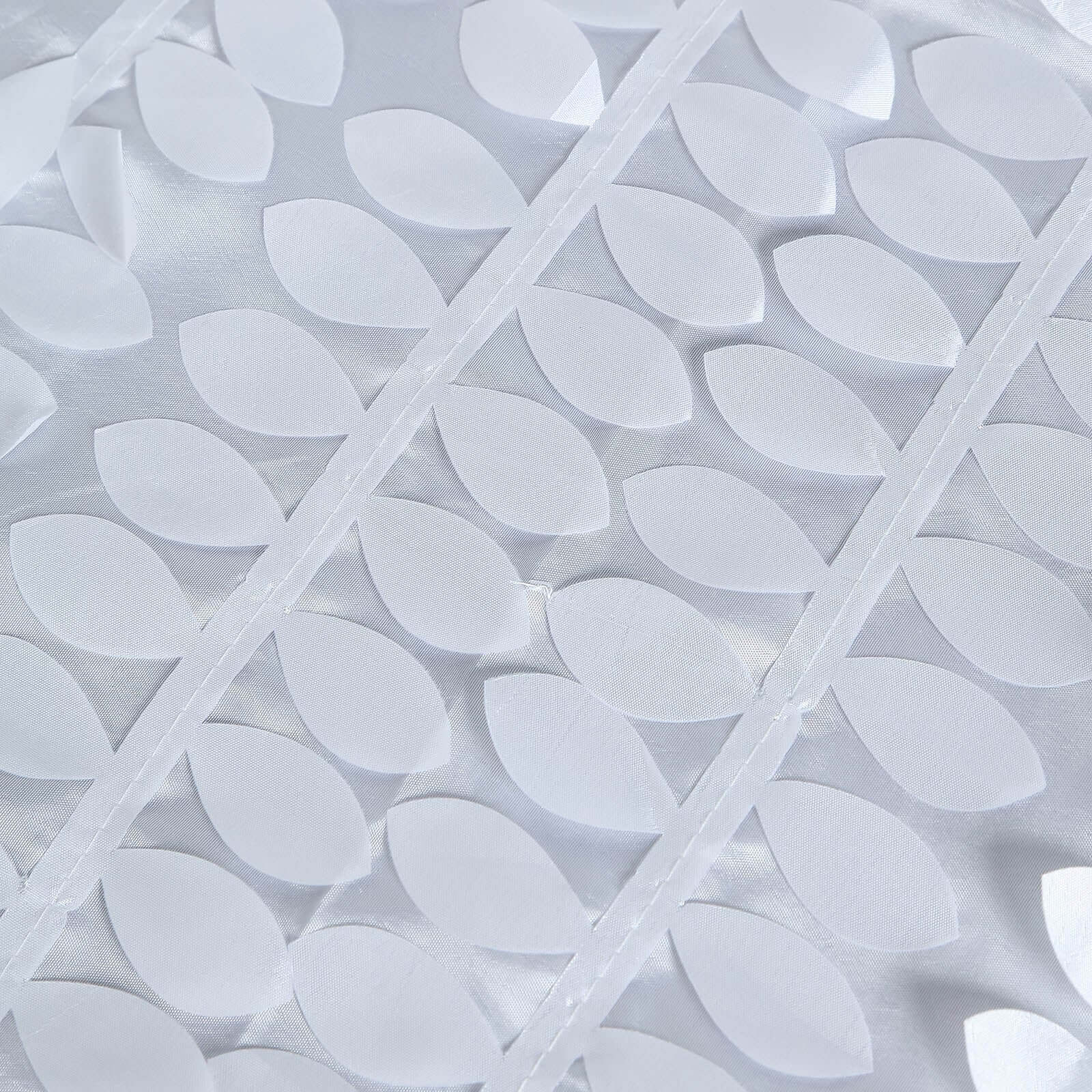 Taffeta 90"x156" Rectangle Tablecloth White | 3D Leaf Petal Design Seamless Table Cover for Stylish Wedding & Event Decor
