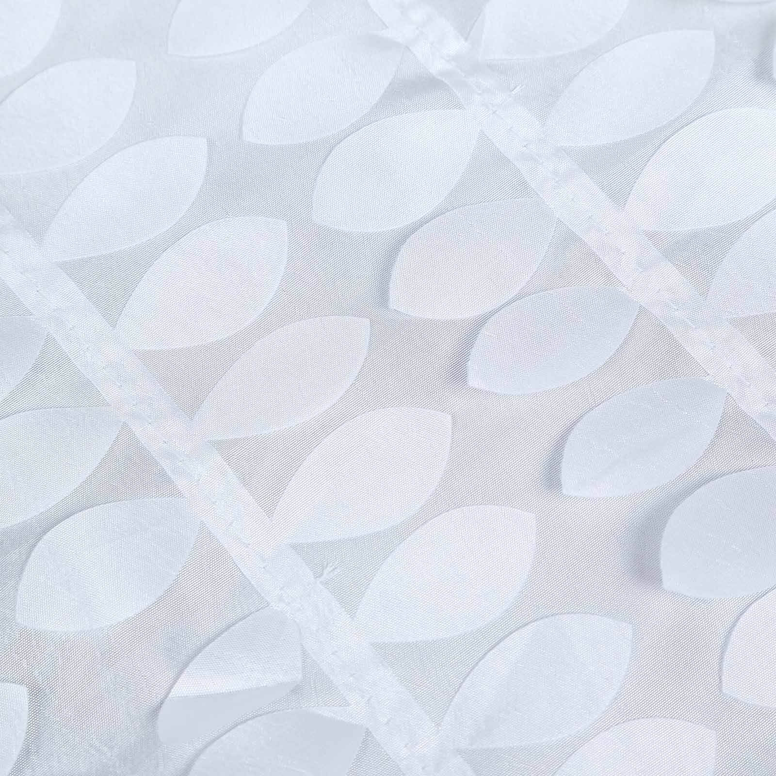Taffeta 54"x54" Square Tablecloth White | Exquisite 3D Leaf Petal Design for Chic Wedding & Event Decor