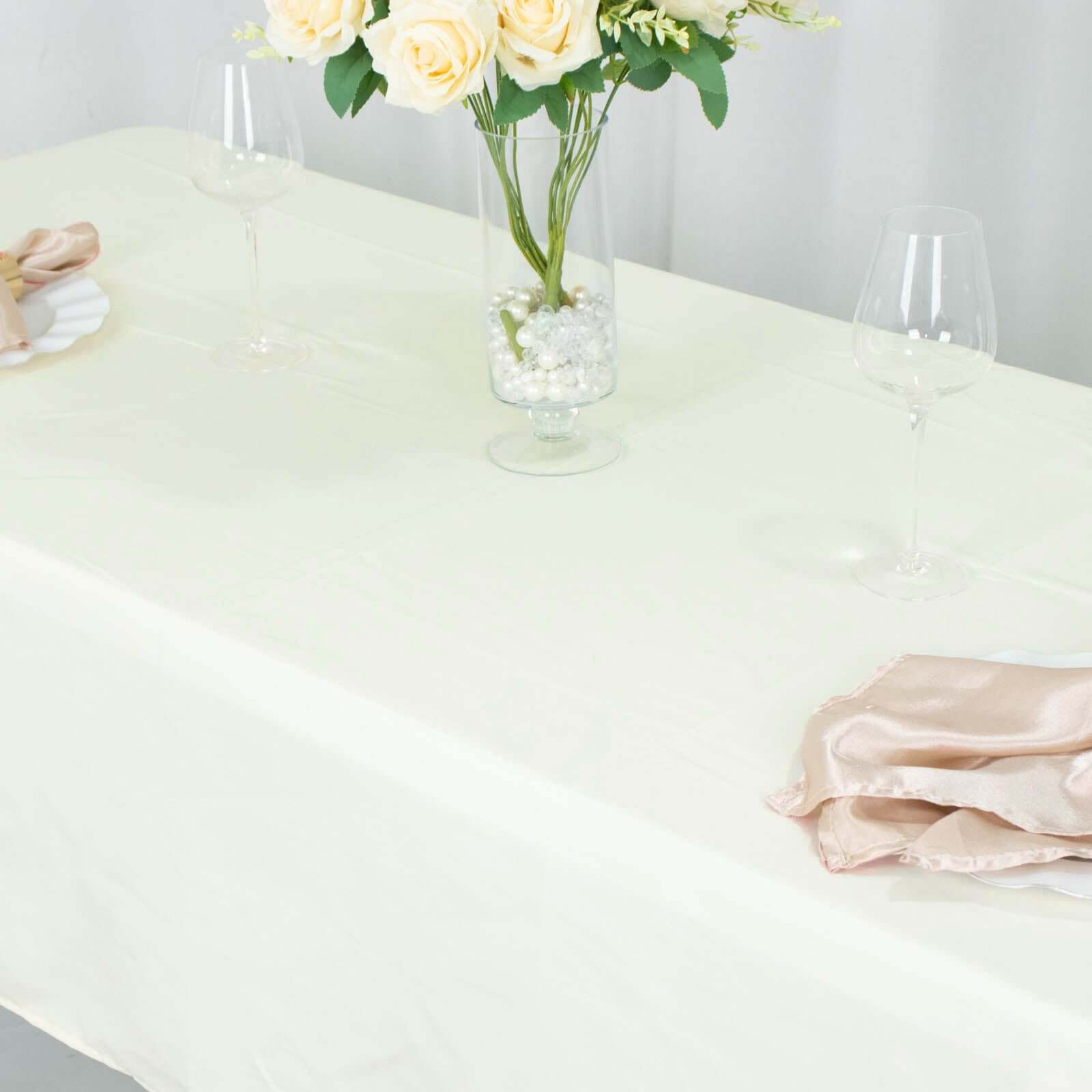 Premium Polyester 54"x96" Rectangle Tablecloth Ivory - Durable 220GSM Stain-Resistant Fabric Table Cover
