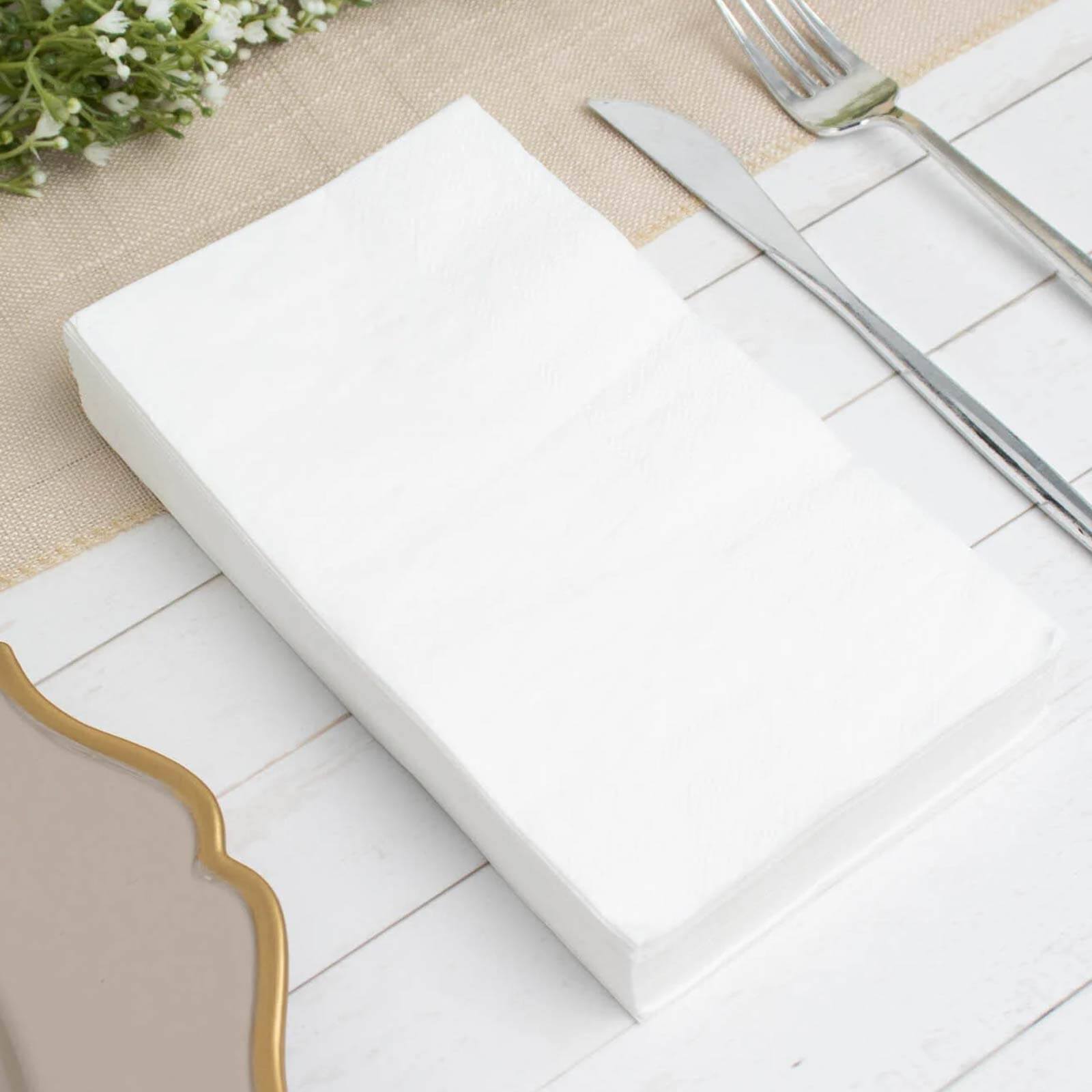 50-Pack Paper Napkins Soft White - Disposable 2-Ply Cocktail and Beverage Napkins for Weddings