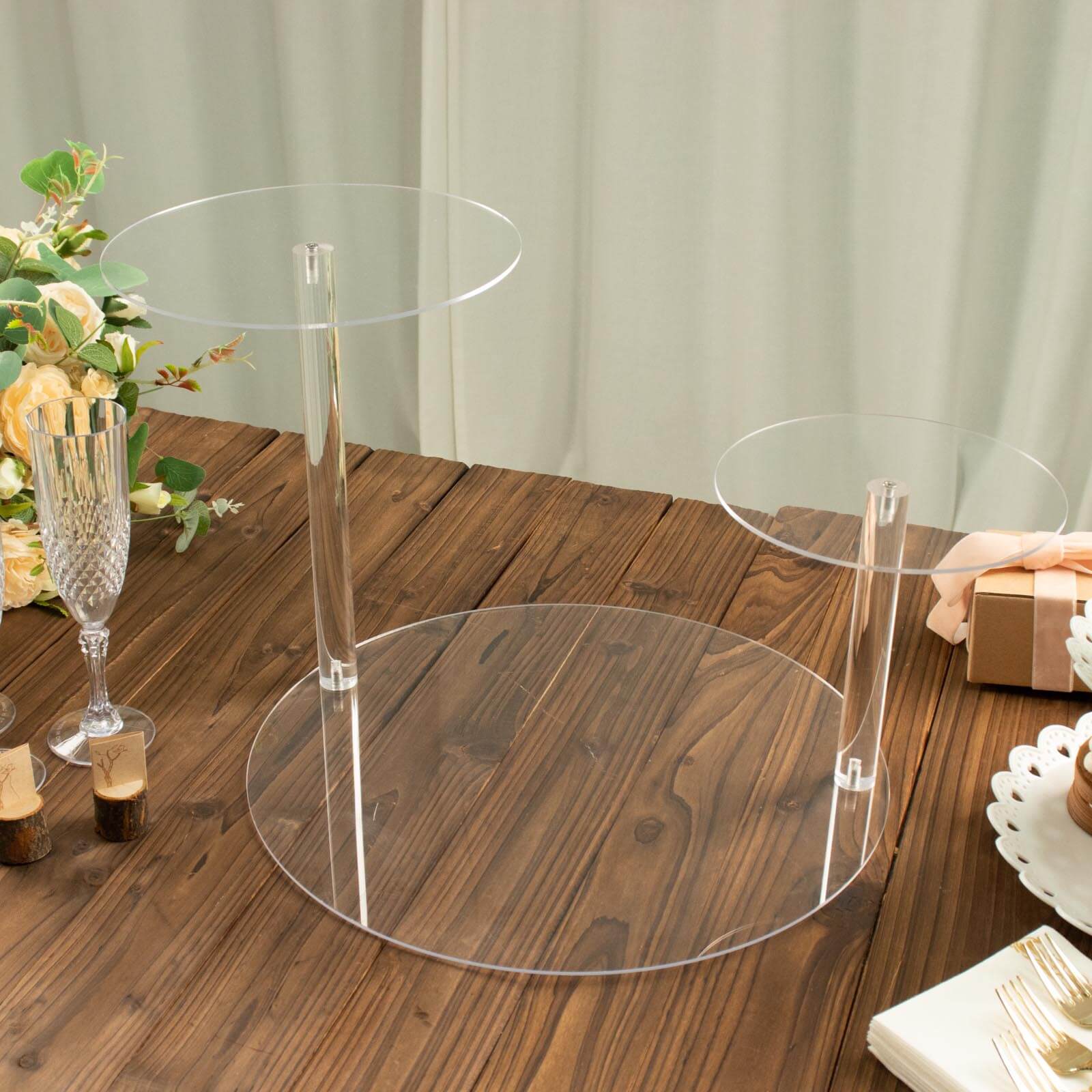 3-Tier Plastic Round Pedestal Cake Stand 23" Clear - Sleek Multi Layer Cupcake Display Riser for Dessert Buffets Tea Parties & Festive Gatherings