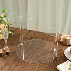 3-Tier Plastic Round Pedestal Cake Stand 23" Clear - Sleek Multi Layer Cupcake Display Riser for Dessert Buffets Tea Parties & Festive Gatherings