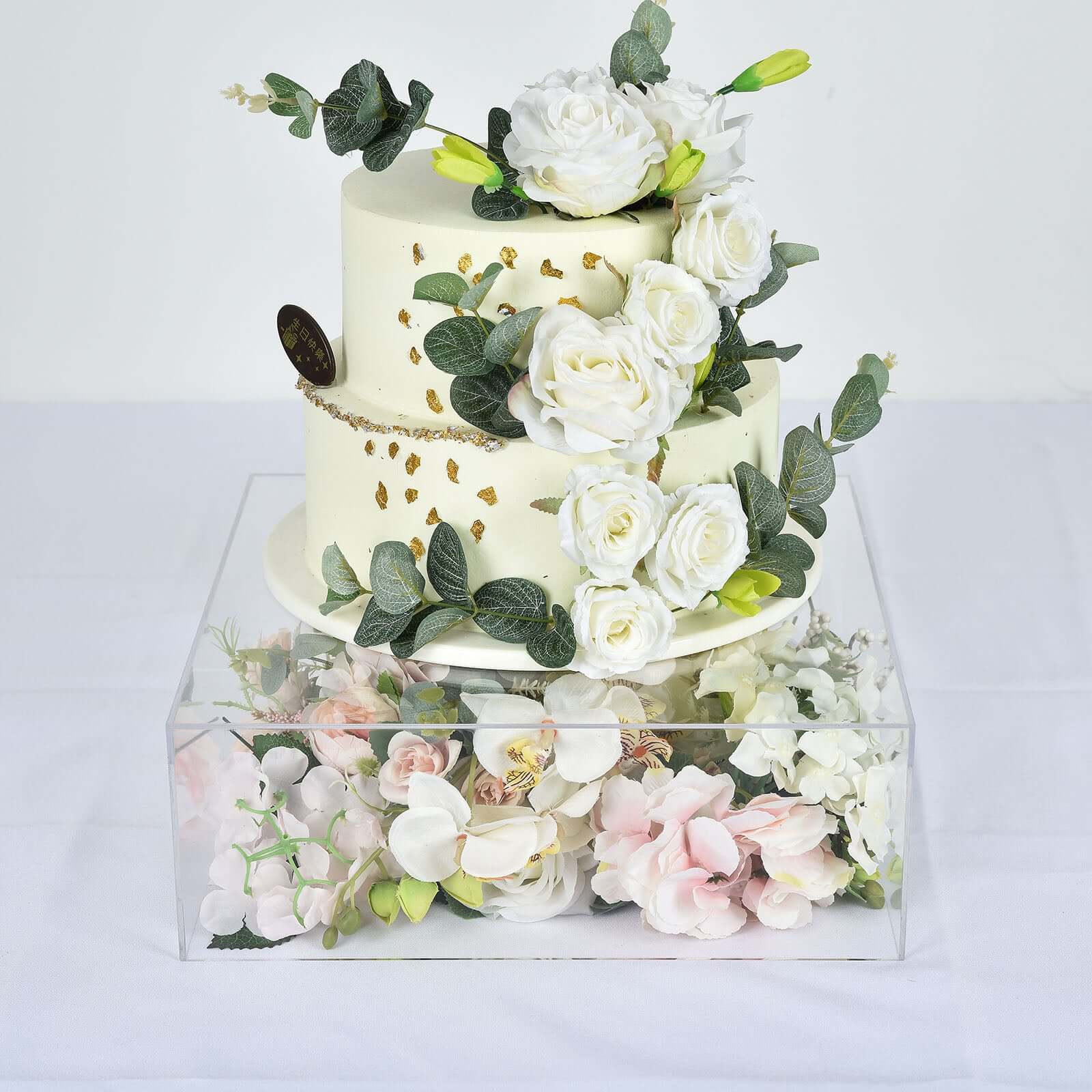 Acrylic Cake Box Stand Pedestal Riser Transparent Clear - Display for Desserts and Events 14"x14"