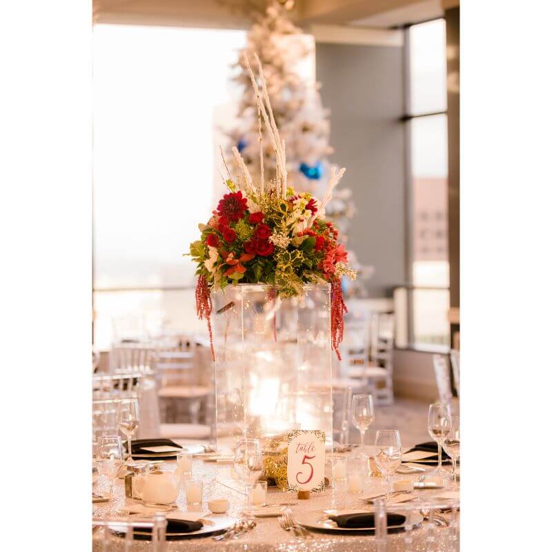 Acrylic Pedestal Riser Display Box Transparent Clear - Functional Centerpiece for Weddings and Parties 16"
