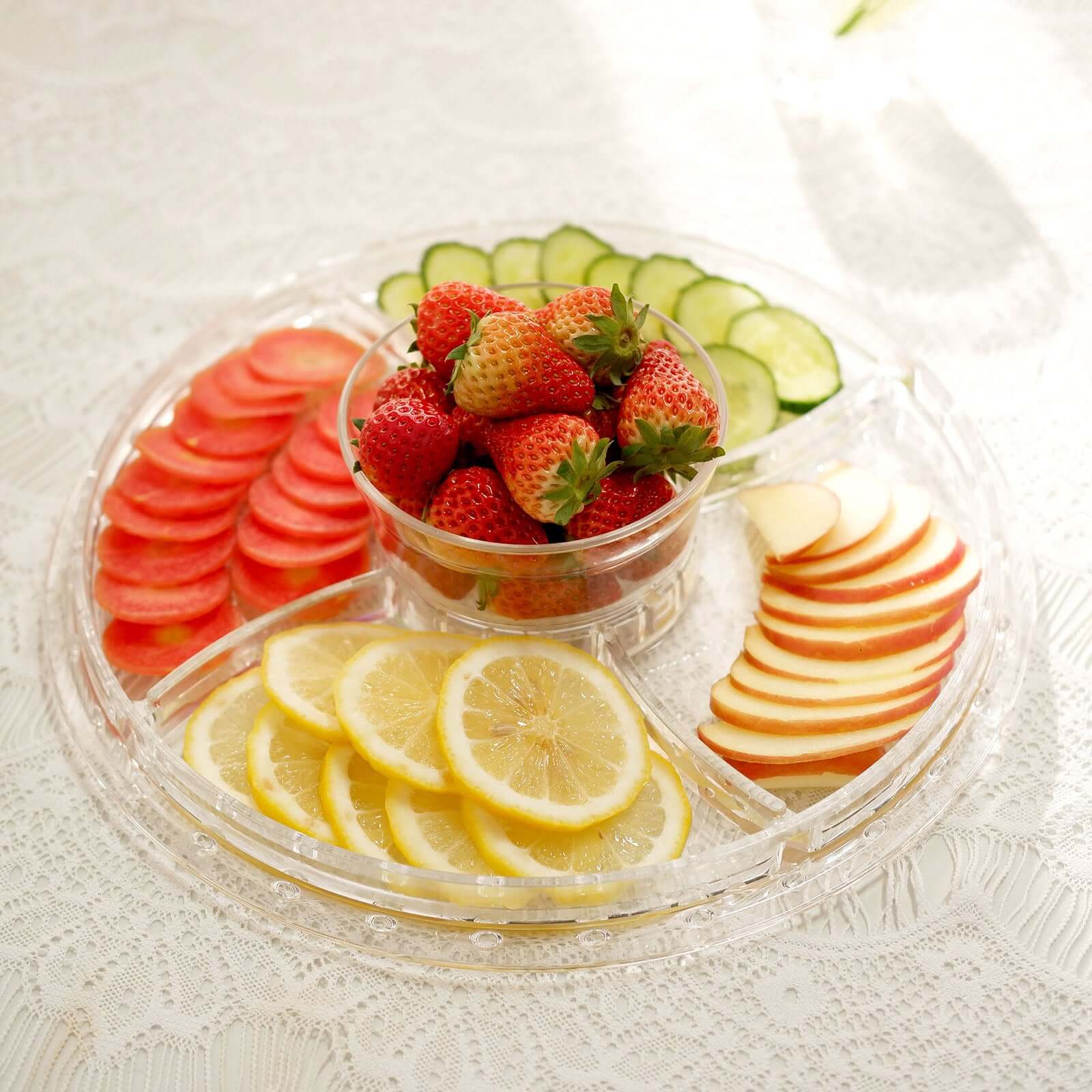 Acrylic Cake Stand with Dome Lid Clear - Multipurpose Reusable Serving Dish Platter Punch Bowl for Weddings Parties & Dessert Buffets 12"