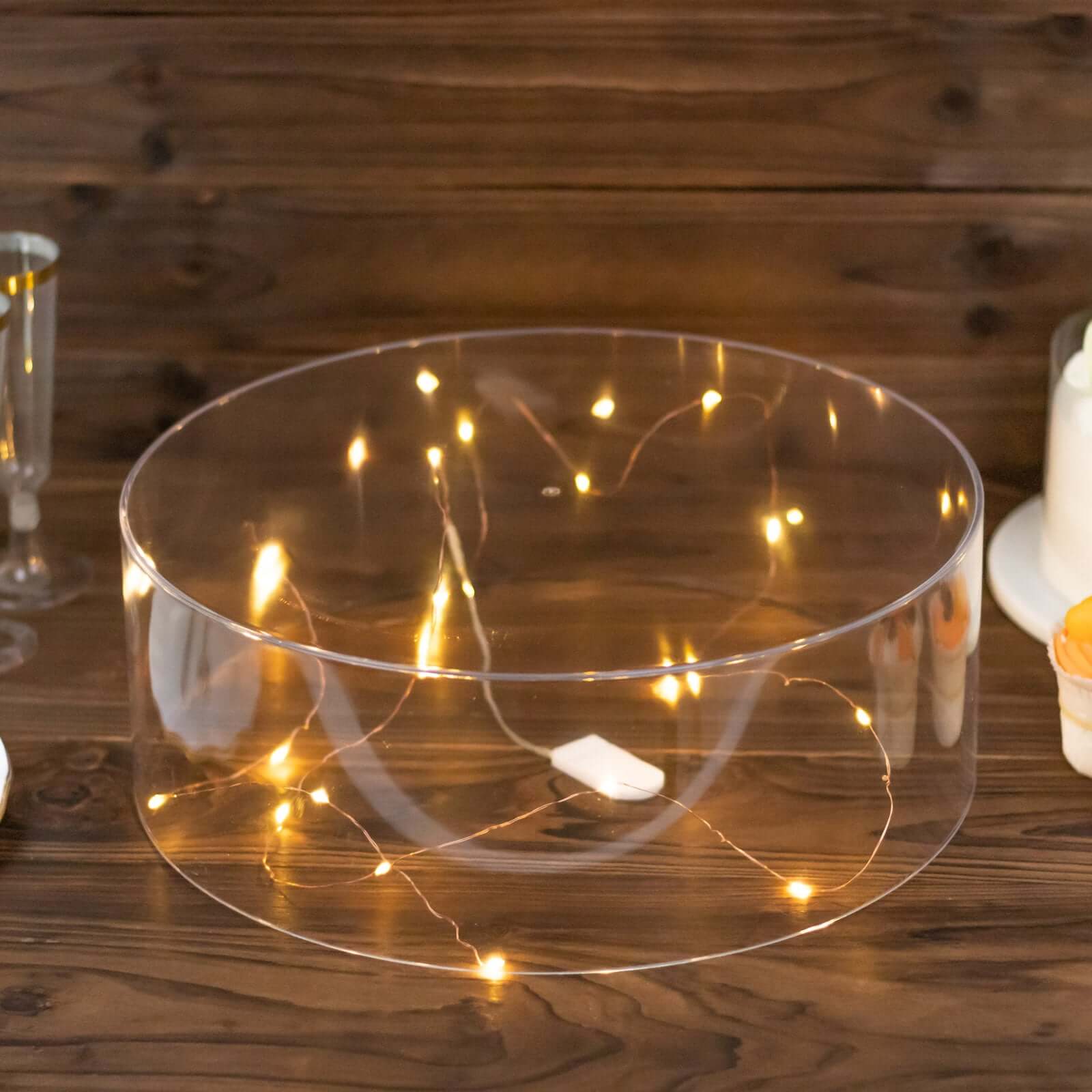 Acrylic Cake Stand Display Box Transparent Clear 14" Round - Versatile Pedestal Riser for Events