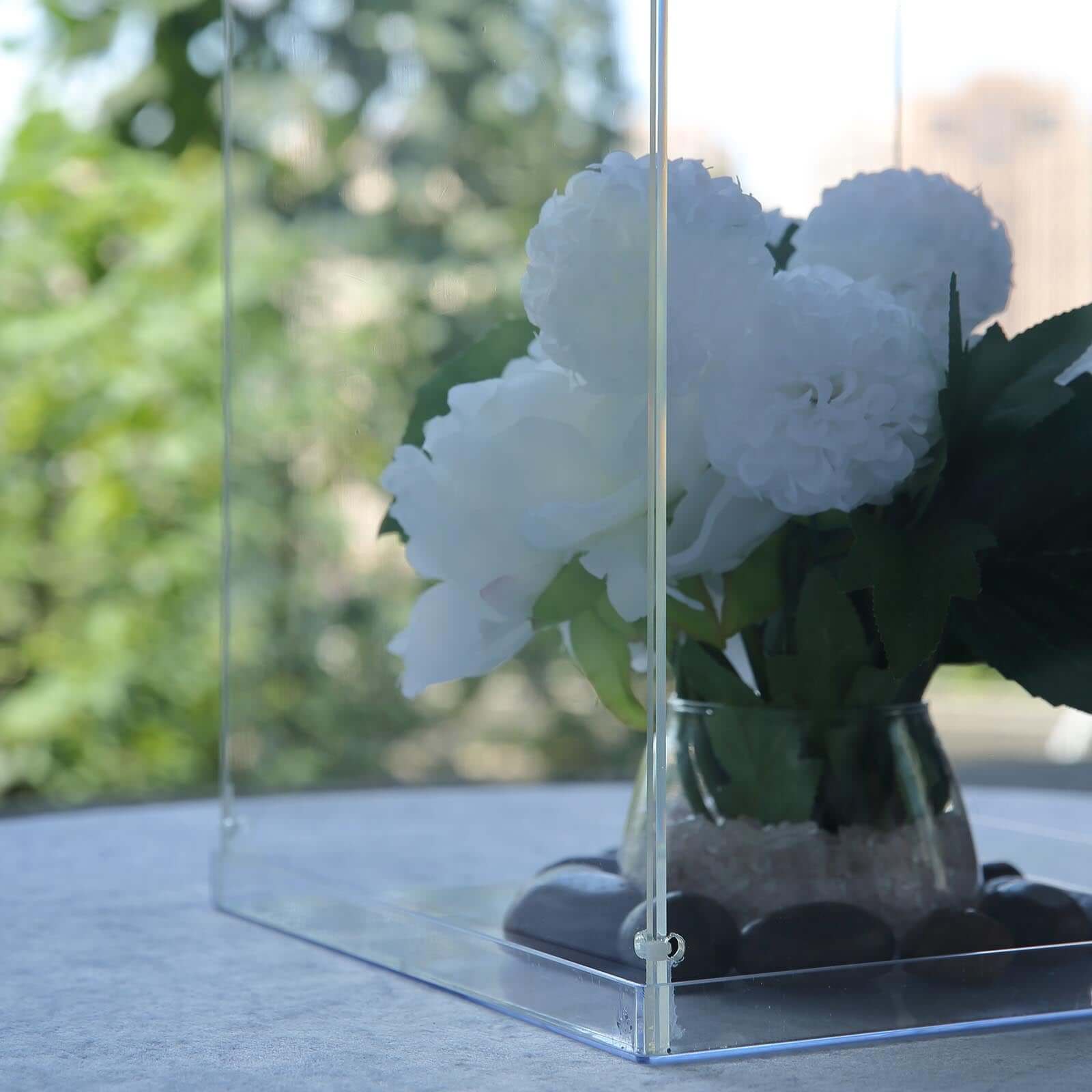 32" Clear Acrylic Display Box, Transparent Pedestal Riser with Interchangeable Lid and Base