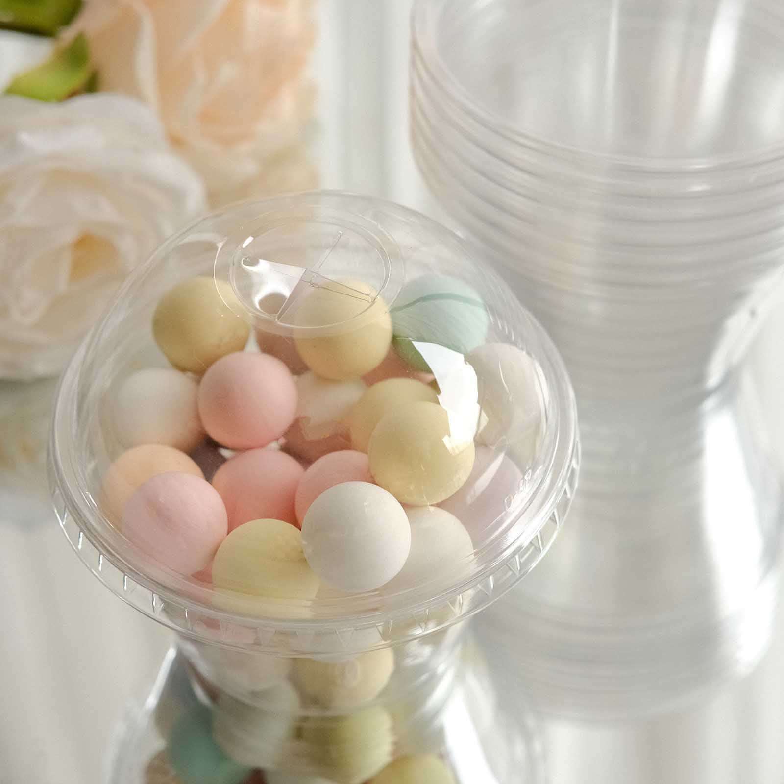 50-Pack Plastic Dessert Parfait Cups Clear Dome Lid - Perfect for Ice Cream 7oz