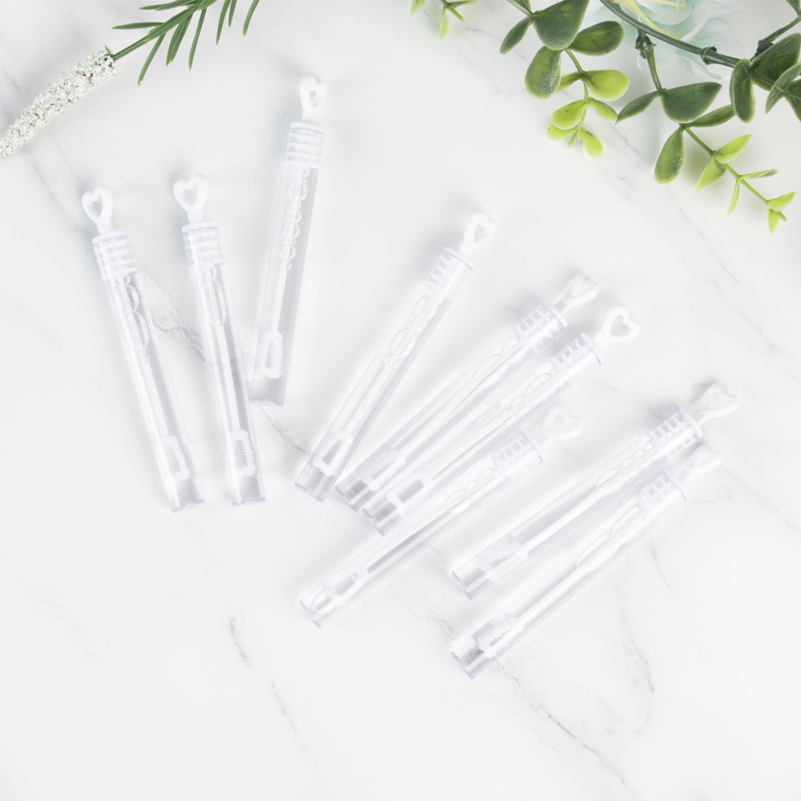 48 Pack 4" White Heart Chemistry Tube Bubbles Bridal Wedding Shower Favor