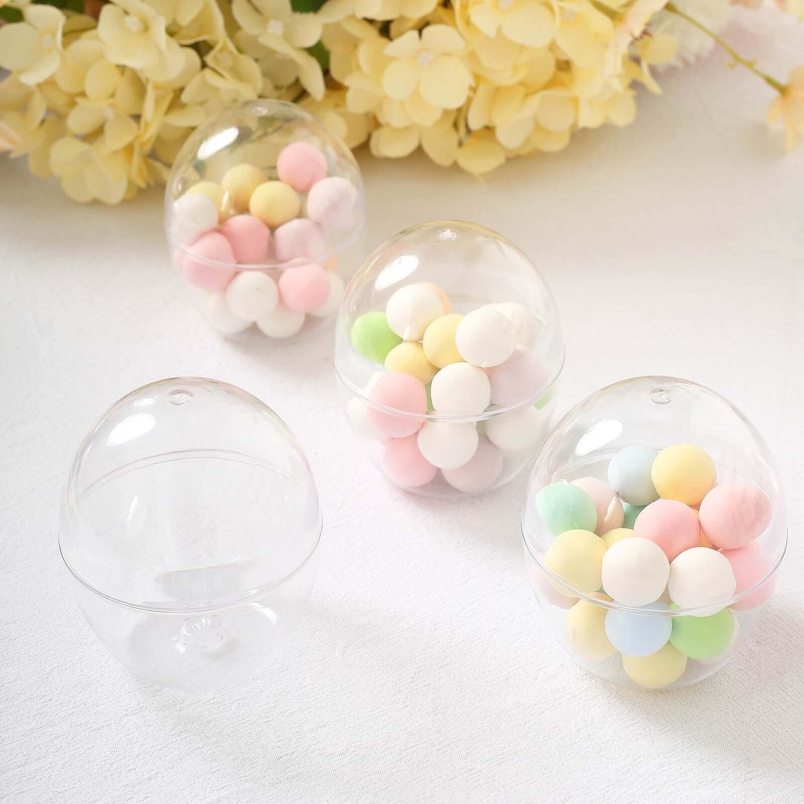 12-Pack Plastic Party Favor Cup Containers Clear Egg Shape Design - Disposable Mini Dessert Cups with Dome Lids for Candy Buffets & Dessert Displays 4oz