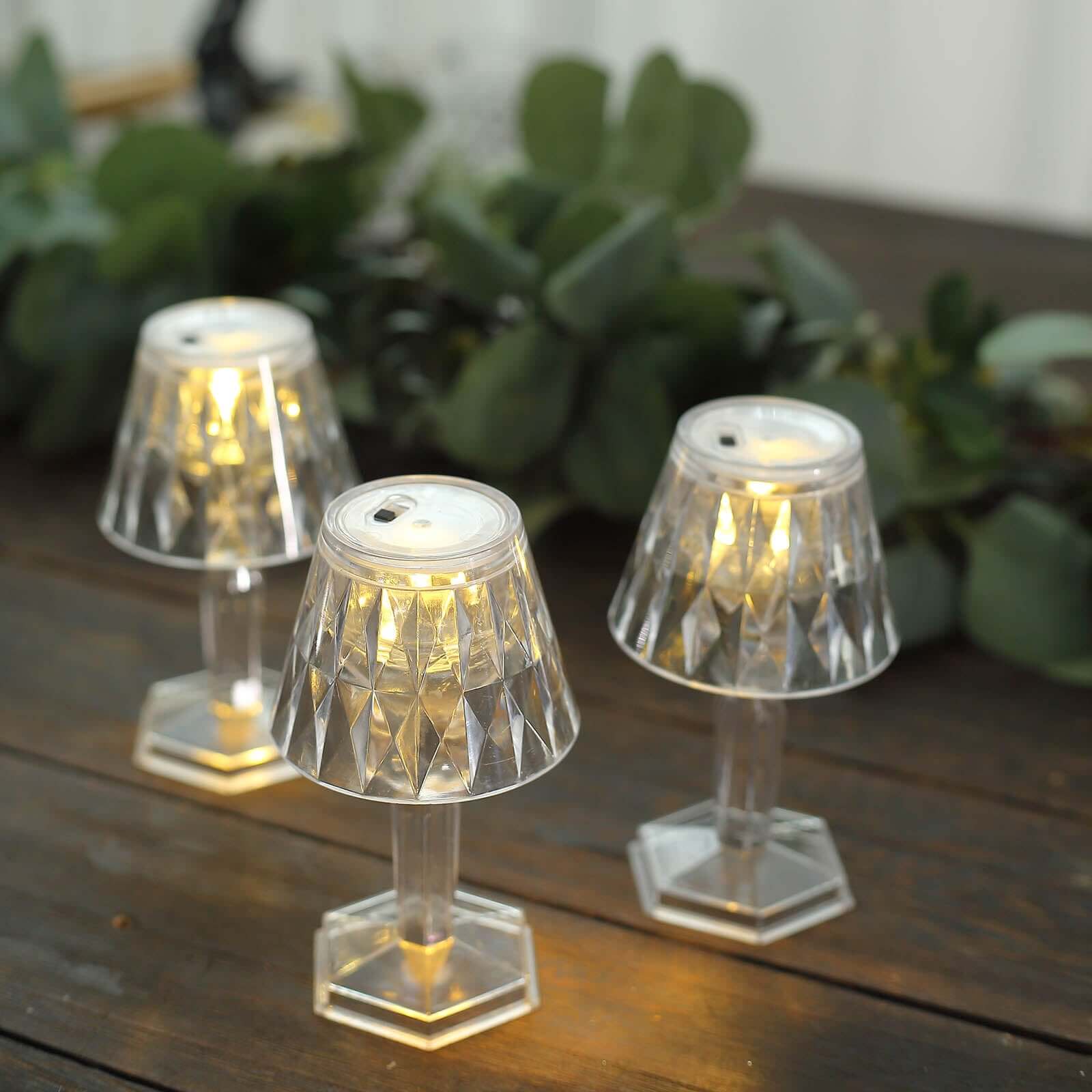 6-Pack Clear Crystal Acrylic LED Lamps Warm White Decorative Design - Accent Night Lights 4.5"