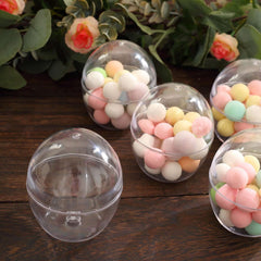 12-Pack Plastic Party Favor Cup Containers Clear Egg Shape Design - Disposable Mini Dessert Cups with Dome Lids for Candy Buffets & Dessert Displays 4oz