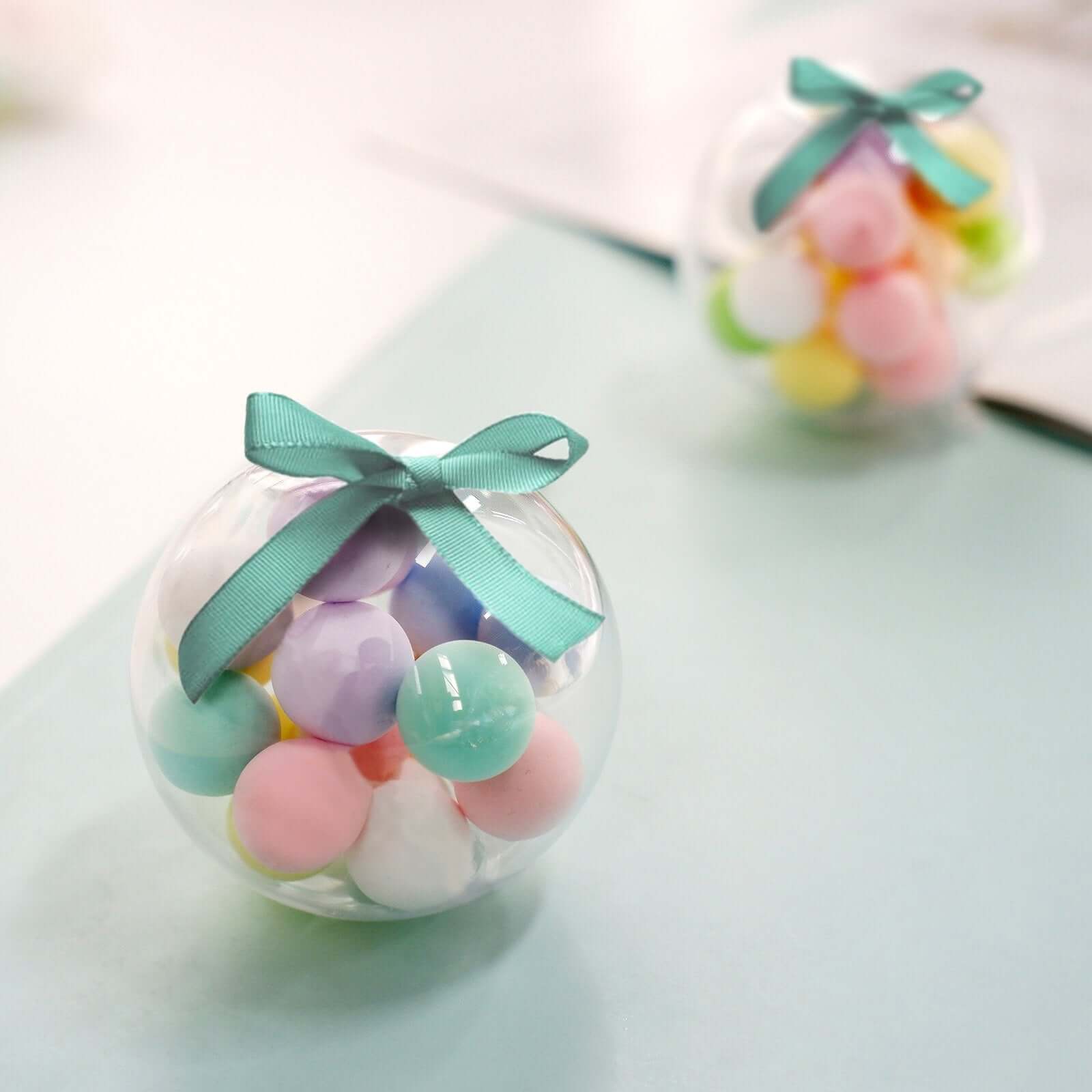 12-Pack Fillable Ornament Ball Candy Container Clear - Unique Transparent Candy Treat Favor Containers 3"