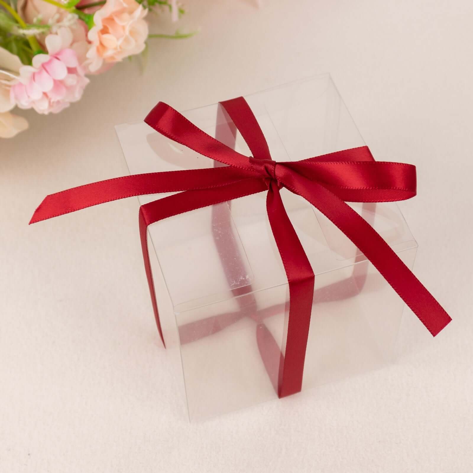 100 Yards 3 8" Burgundy Single Face Decorative Satin Ribbon