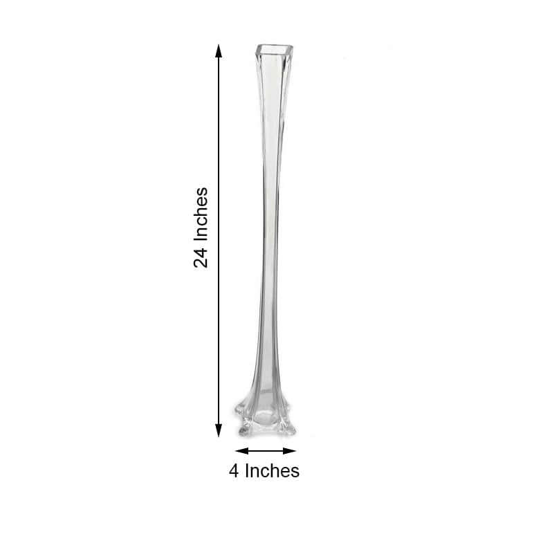 12-Pack Glass Eiffel Tower Flower Vases Clear - Tall Wedding Table Decor 24"