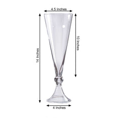 4-Pack Glass Trumpet Vases Reversible Crystal Ball Design Clear - Stylish Floral Table Centerpieces 14"