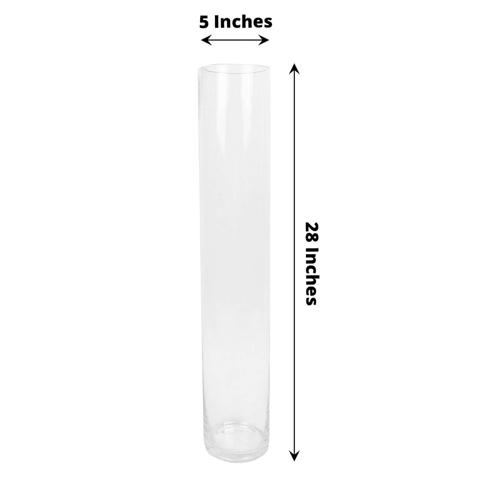 2-Pack Glass Flower Vases Cylinder Design Heavy Duty Clear - Stylish Centerpieces for Weddings 28"