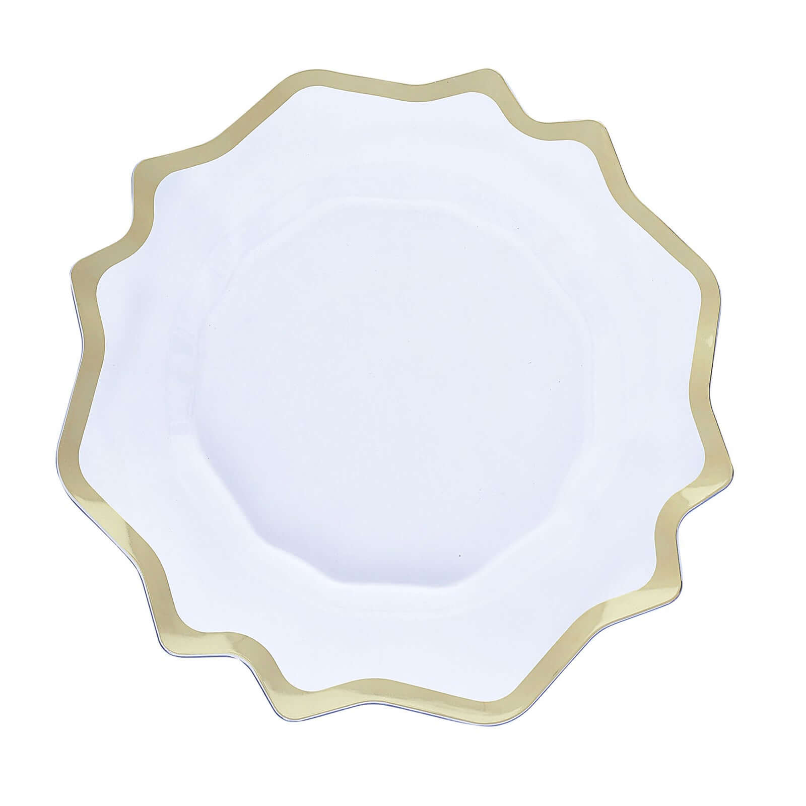 6-Pack Acrylic Plastic Round Charger Plates 13" in Clear with Gold Scalloped Edge, Exquisite Dinner Serving Plates