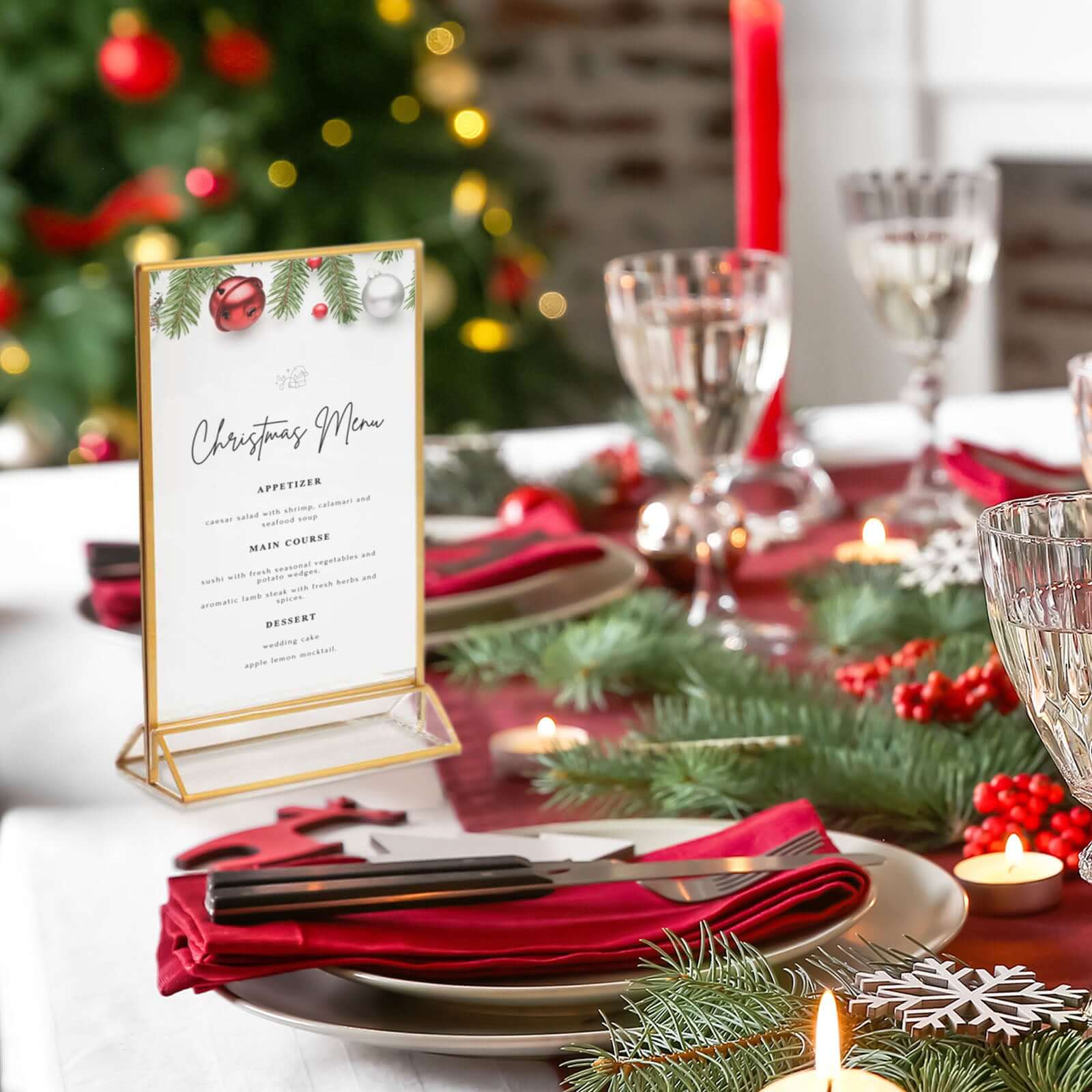 6-Pack Gold Frame Acrylic Table Sign Holders Double-Sided Display for Numbers and Menus - Perfect for Weddings 5"x9"
