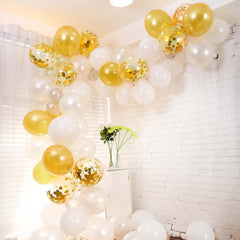 100 Pack Gold, White and Silver DIY Balloon Garland Arch Party Kit