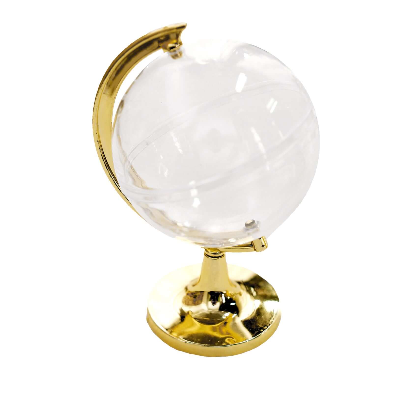 12-Pack Fillable Mini Globe Candy Container Clear Gold - Stylish Candy Treat Favor Containers 4.5"