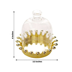 12 Pack 4" Clear Gold Mini Crown Treats Party Favor Boxes, Small Treats Jar Party Favor Boxes With Dome Lid