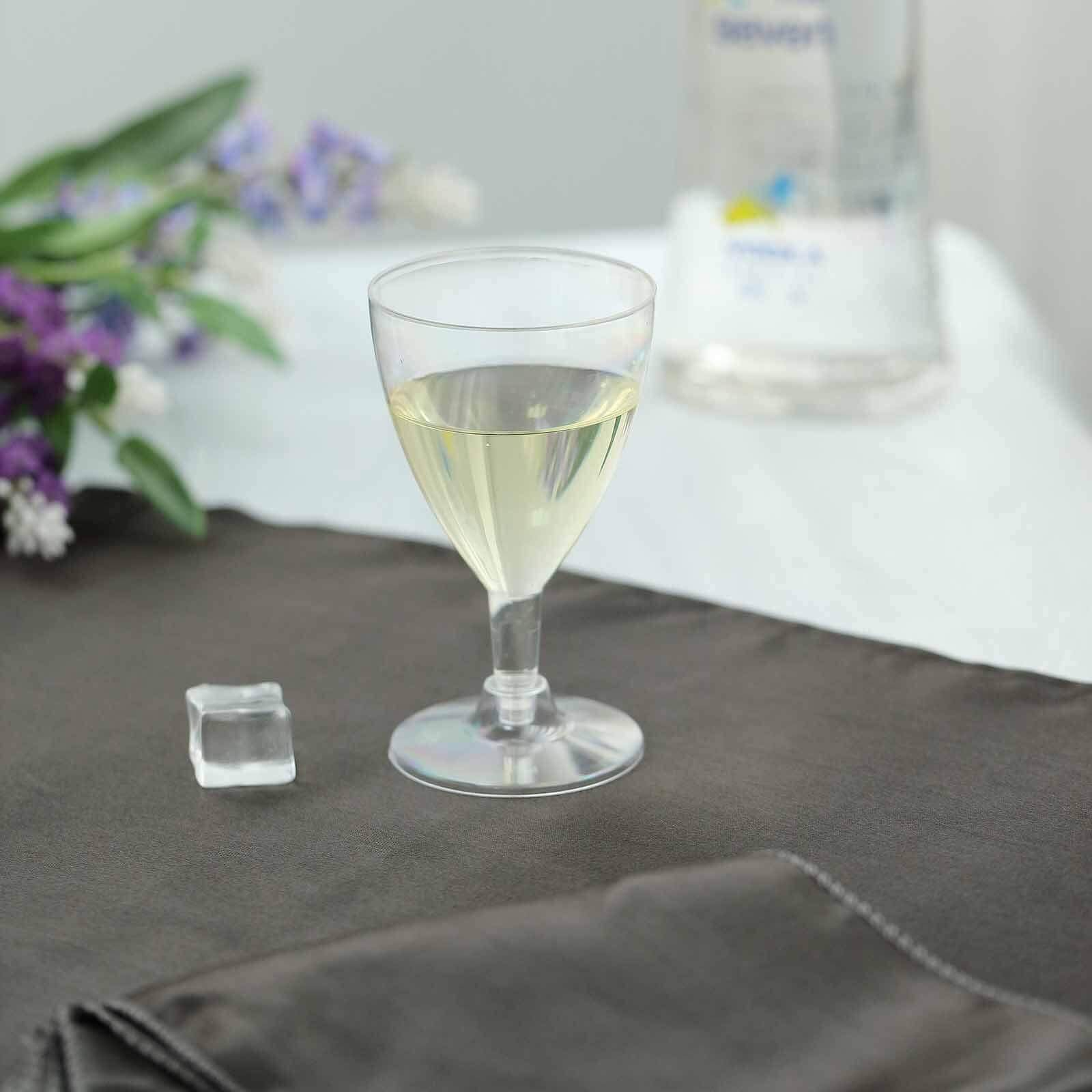 12-Pack Plastic Wine Glasses Clear Short Hollow Stem - Stylish Disposable Cups for Wine 6oz