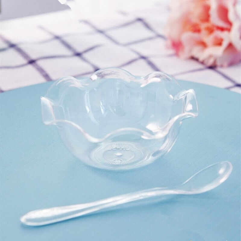 12-Pack Dessert Bowls Blossom Design Clear - Plastic Disposable Bowls for Ice Cream and Candy 3oz
