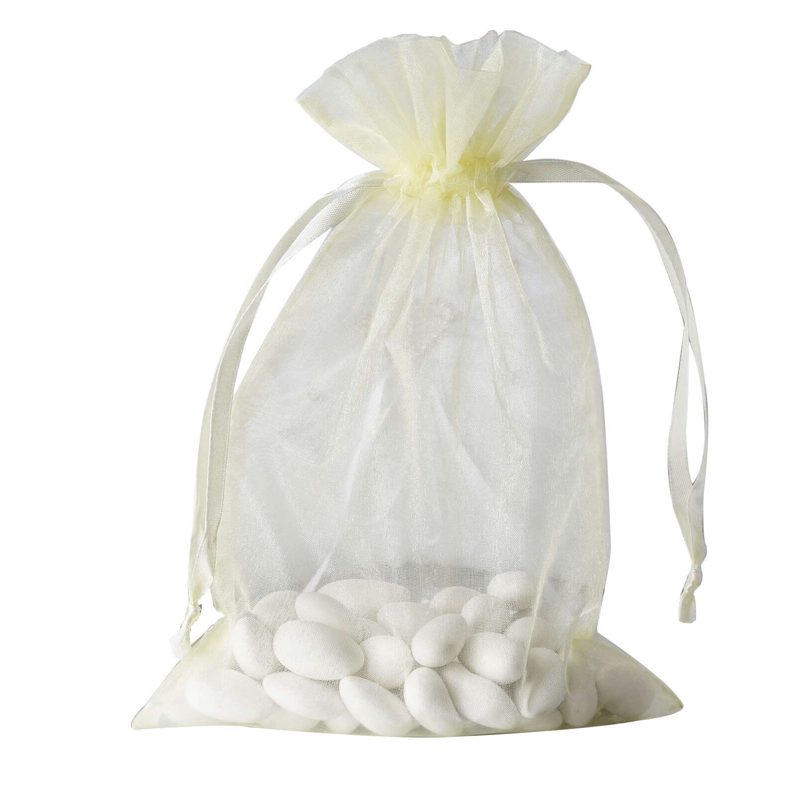 10 Pack 6"x9" Yellow Organza Drawstring Wedding Party Favor Gift Bag