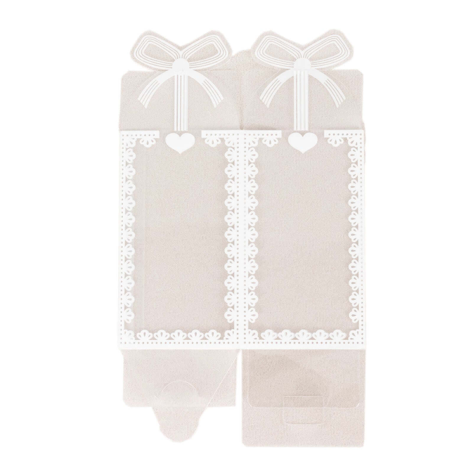 25 Pack Clear Rectangle Candy Gift Boxes With Bowknot and White Lace Pattern, 4" Transparent Plastic Party Favor Boxes - 2"x2"x4"
