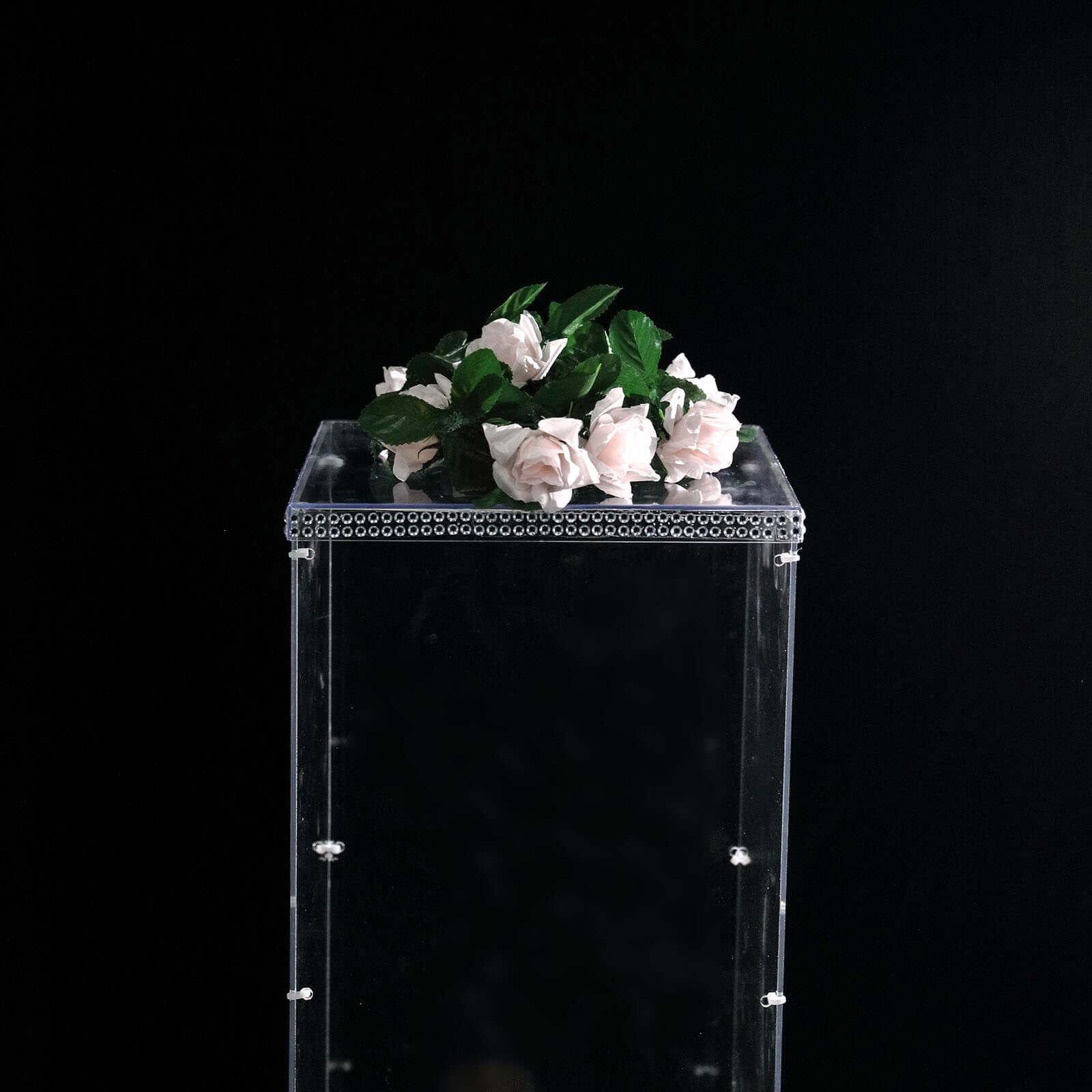 40" Floor Standing Clear Acrylic Display Box, Transparent Pedestal Riser with Interchangeable Lid and Base