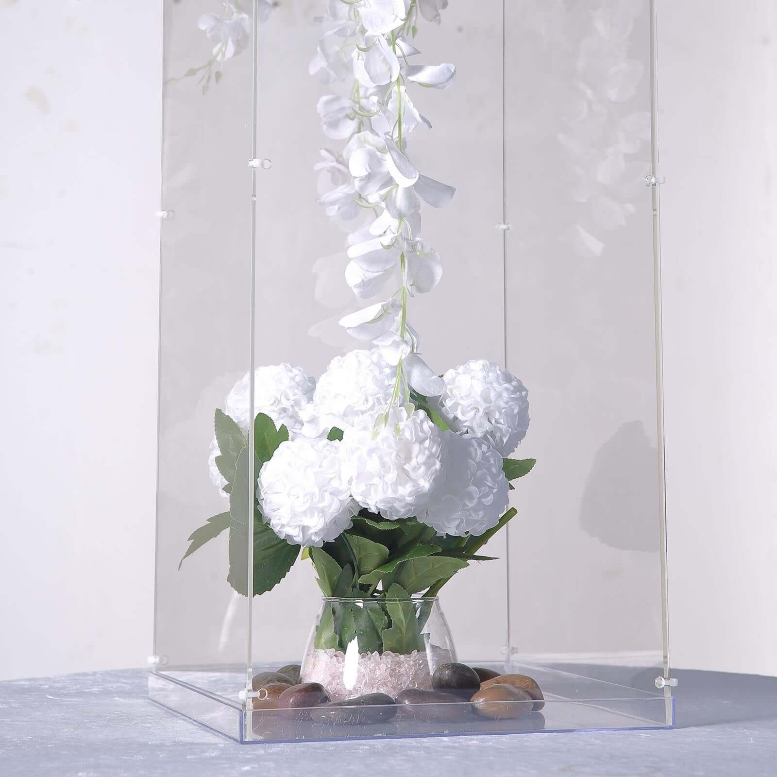 32" Clear Acrylic Display Box, Transparent Pedestal Riser with Interchangeable Lid and Base