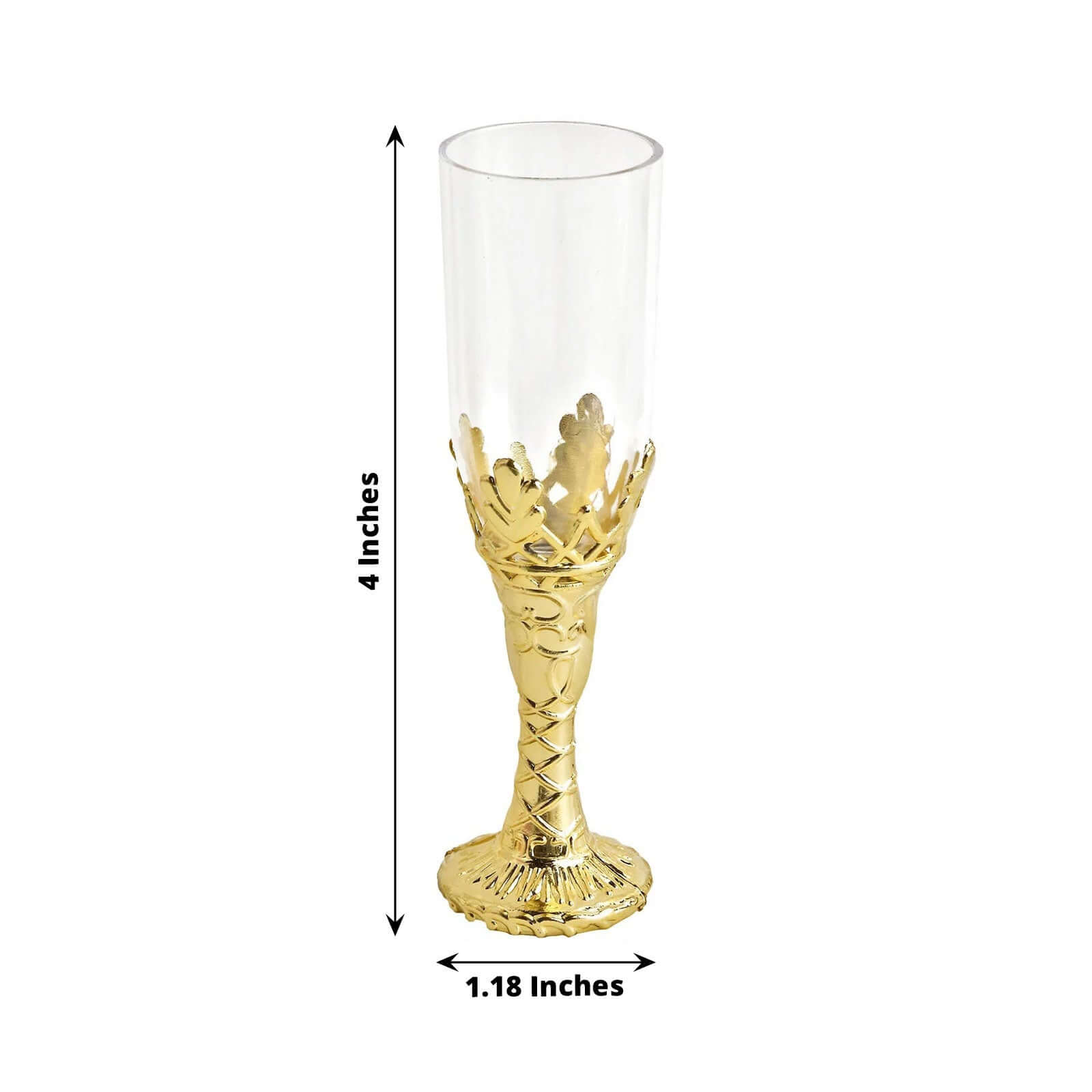 12-Pack Plastic Fillable Mini Candy Container in Champagne Bottle Style Clear Gold - Candy Treat Favor Boxes 4"