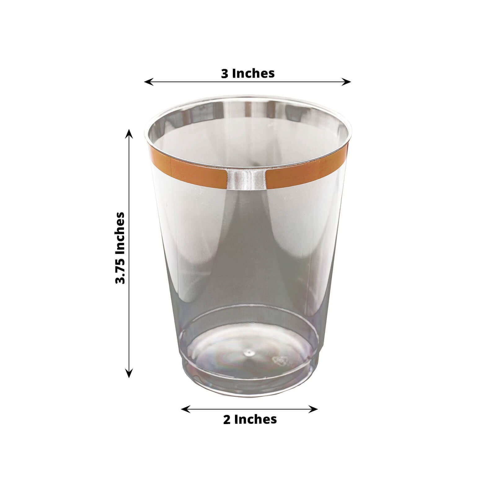 12-Pack Plastic Party Cups Clear with Rose Gold Rim - Durable Disposable Tumblers for Banquets & Special Occasions 10oz