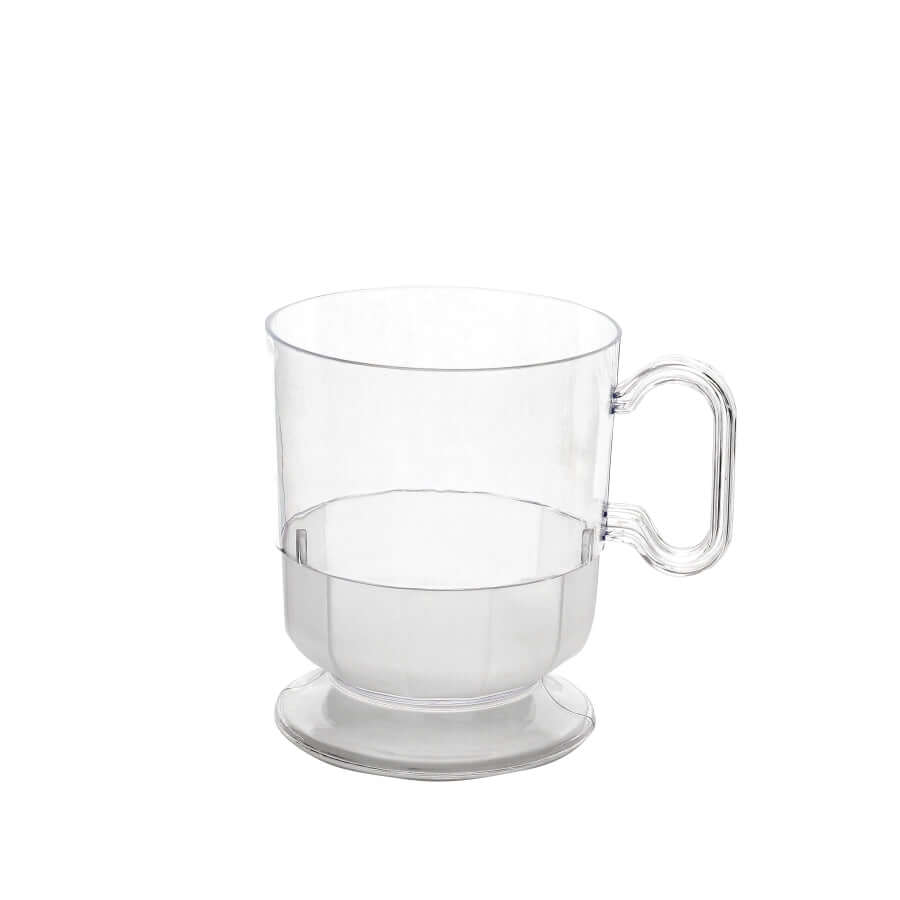 10-Pack Plastic Coffee Espresso Cups Clear - Disposable Mugs with Handles for Tea, Lattes & Hot Chocolate 5oz